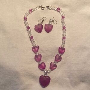 Purple Heart Necklace and Earring Set